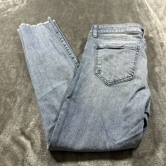 Kut from the Kloth Jeans Womens 4 Blue Crop Straight Leg Raw Hem Denim Pants - Picture 9 of 14